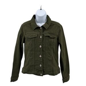 Sonoma Jacket WMNS Button-Up Olive Green Cotton Blend Long Sleeve S  Denim Jean